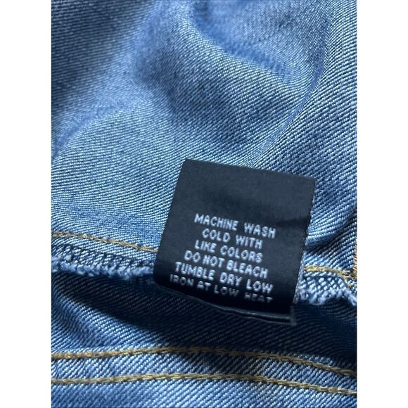 MENS RING OF FIRE PATCHED DISTRESSED DENIM JEAN JACKET SIZE L - Picture 11 of 12